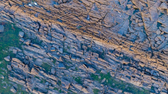 An aerial shot of a rocky terrain